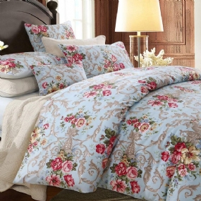 Shabby Floral Classic Luxusný Dizajn Posteľnej Bielizne S Pivonkou 3 Ks Súprava Obliečok Na Prikrývku Zo 100 % Egyptskej Bavlny