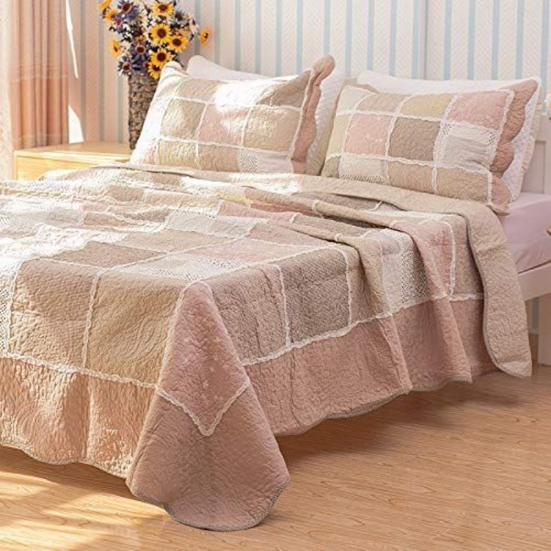 Súprava Posteľnej Bielizne Queen Size Vintage Patchwork Elegantná Bavlnených Prikrývok