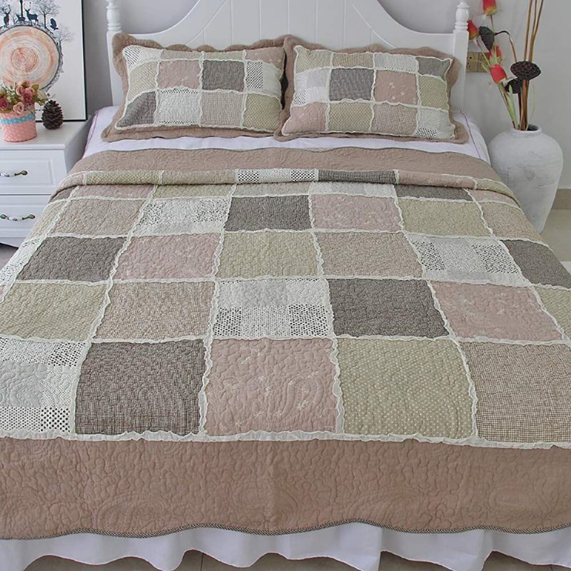 Súprava Posteľnej Bielizne Queen Size Vintage Patchwork Elegantná Bavlnených Prikrývok