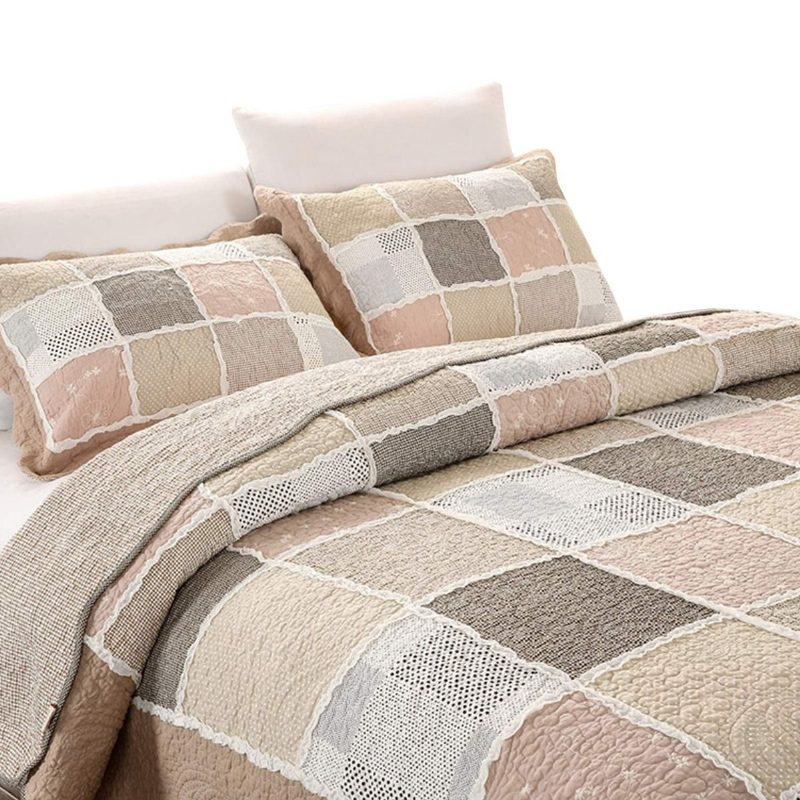 Súprava Posteľnej Bielizne Queen Size Vintage Patchwork Elegantná Bavlnených Prikrývok