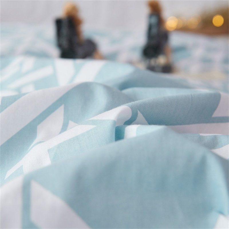 Súprava Posteľnej Bielizne S Diamantovým Vzorom Obliečok Na Prikrývku Pre Chlapcov Zo 100 % Bavlny Baby Blue