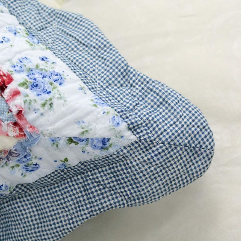 Súprava Prikrývok Queen Size Shabby Blue S Kvetinovým Patchworkom Bavlnených