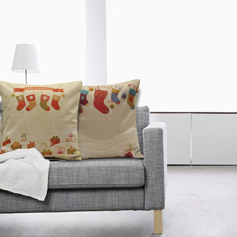 Vianočné Ponožky Throw Obliečky Na Vankúše Home Sofa Square Cushion Cover