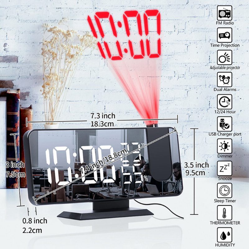 Led Digitálny Budík Elektronický Led Projektor Stolný Projekčný Hodiny Do Spálne V Inteligentnej Domácnosti