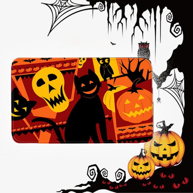 3pc Halloween Print Koberec Kúpeľňa Protišmykový Podstavec Veko Wc Kryt Súprava Podložiek Do Vane