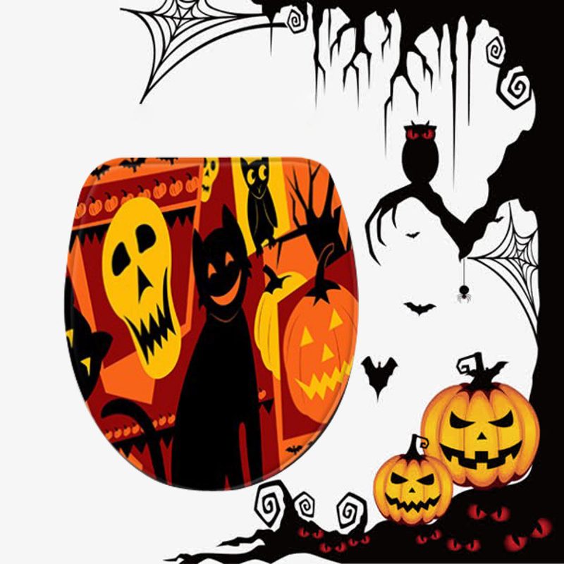 3pc Halloween Print Koberec Kúpeľňa Protišmykový Podstavec Veko Wc Kryt Súprava Podložiek Do Vane