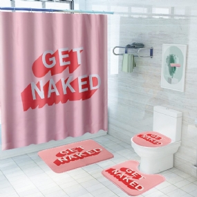 Súprava Sprchových Závesov Protišmyková Toaletná Podložka Do Kúpeľne Ružová