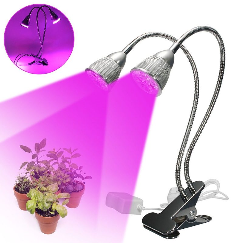 10w Súprava S Dvojitou Hlavou S Plným Spektrom Led Grow Light Clip Kit Pre Hydropóniu Pre Vnútorné Rastliny Us Plug 110-240v