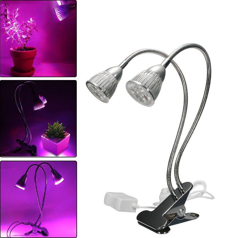 10w Súprava S Dvojitou Hlavou S Plným Spektrom Led Grow Light Clip Kit Pre Hydropóniu Pre Vnútorné Rastliny Us Plug 110-240v