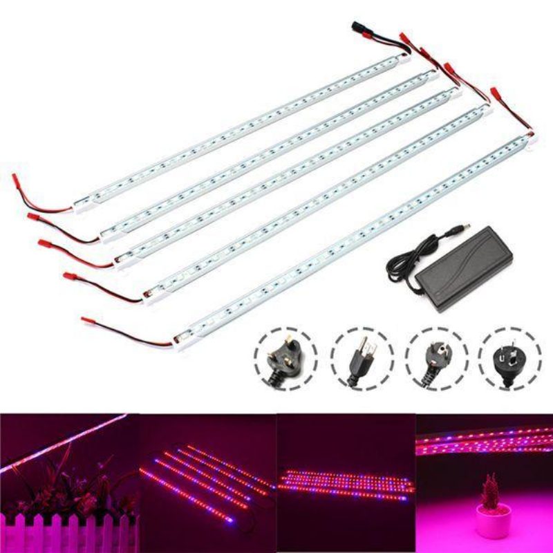 5pcs 50cm Smd5050 Nevodotesné 5:1 Led Pásové Svetlo + 5a Napájací Adaptér Pre Pestovanie Rastlín V Záhrade Dc12v