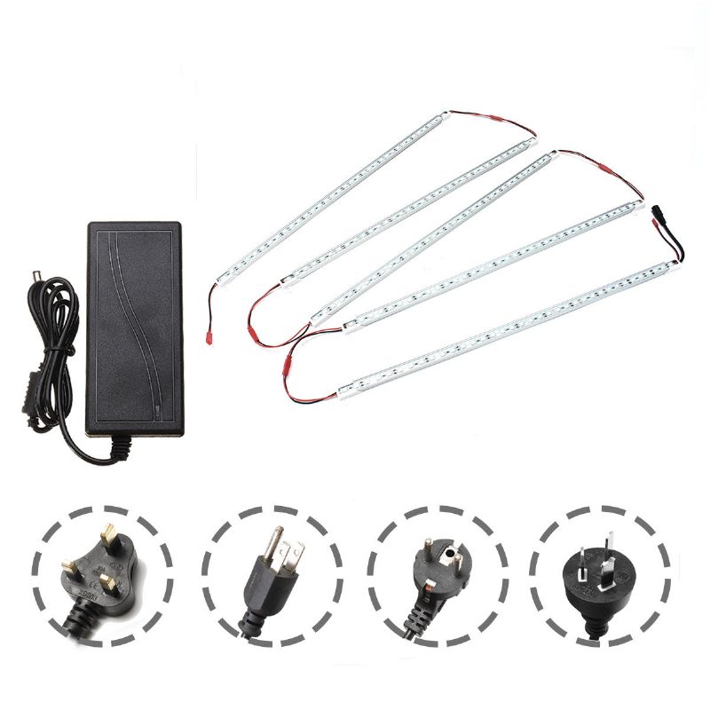 5pcs 50cm Smd5050 Nevodotesné 5:1 Led Pásové Svetlo + 5a Napájací Adaptér Pre Pestovanie Rastlín V Záhrade Dc12v