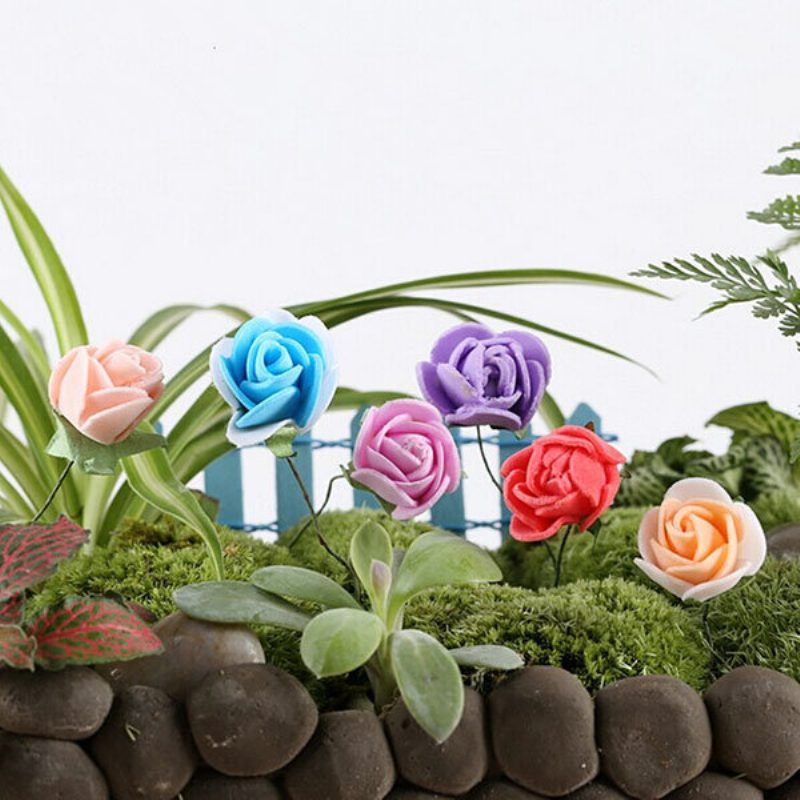 Diy Miniatúrne Pekné Ruže Ornamenty Črepníkové Rastliny Záhradné Dekorácie