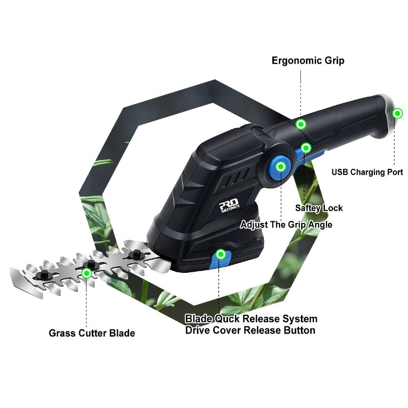 Elektrické Nožnice Na Živý Plot 2 V 1 Bezdrôtové 3.6 V Usb Pre Domácnosť