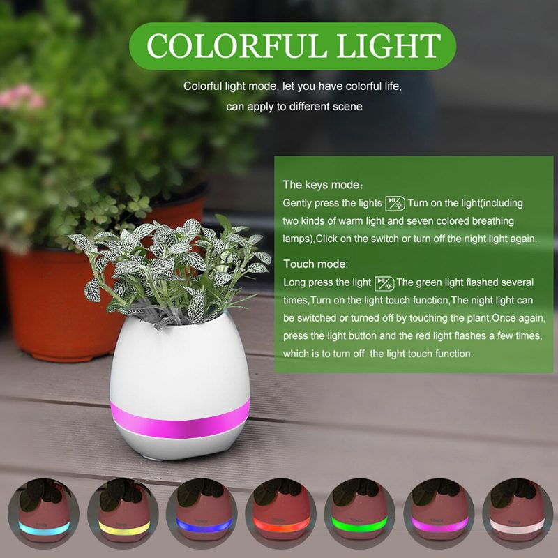 Hudobný Kvetináč Smart Touch Plant Play Sedemfarebná Lampa Klavírna Led Svetlo Bluetooth