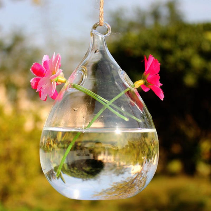 Sklenená Váza Haning V Tvare Kvapky Vody S Dvojitými Otvormi Fľaša Na Domácu Záhradu Dekorácia Na Svadobnú Párty