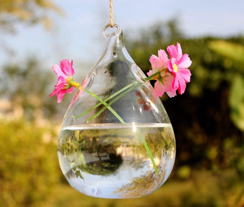 Sklenená Váza Haning V Tvare Kvapky Vody S Dvojitými Otvormi Fľaša Na Domácu Záhradu Dekorácia Na Svadobnú Párty