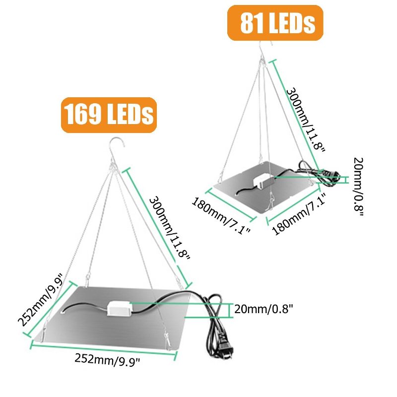 Ultratenká 81/169led Dióda Uv Svetlo Na Pestovanie Rastlín Plnospektrálna Zeleninová Lampa Pre Izbové Hydroponické Rastlinné Kvety 110-240v