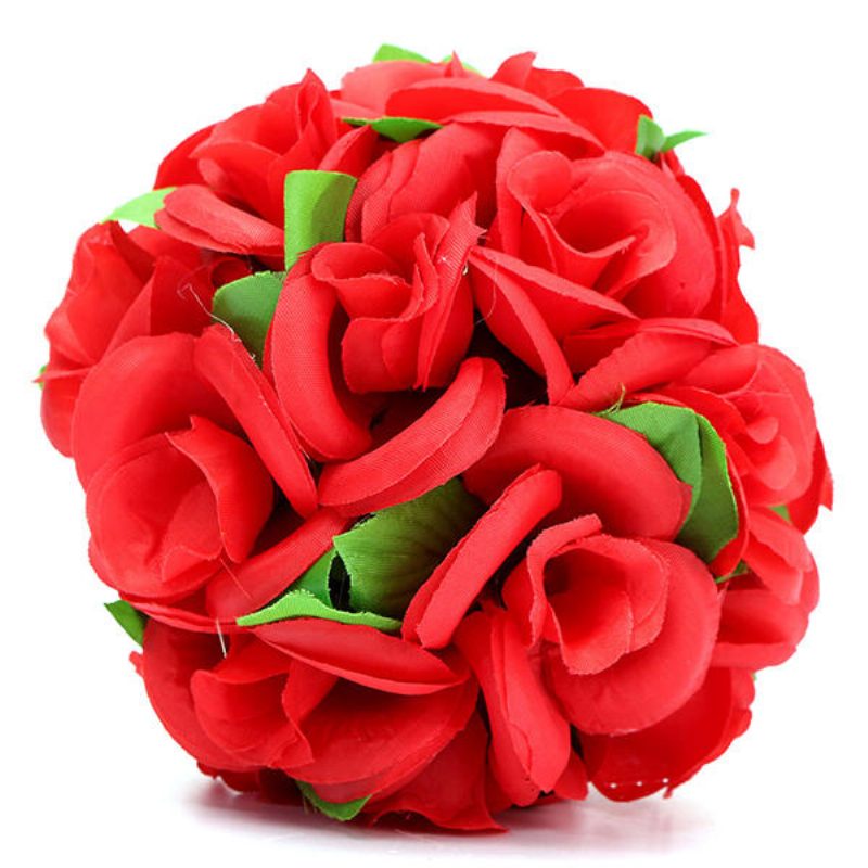 Umelá Svadobná Kvetinová Guľa Z Hodvábnej Ruže S Listami Dekorácia Na Párty