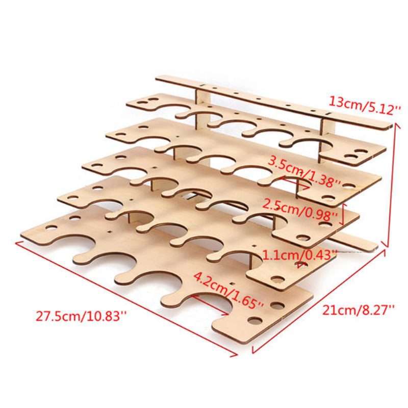 24 Hrncov Drevený Stojan Na Akrylovú Farbu Držiak Na Fľaše Modulárny Organizér