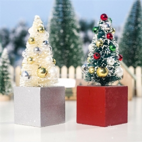 2ks Mini Christmas Tree Mall Dekorácie Do Domácej Kancelárie Ornament Na Stromček Kreatívne Darčeky Remeslá Na Deti Hračky