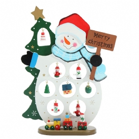 Drevená Vianočná Ozdoba Snehuliaka Dekorácia Prívesok Na Plochu Darček Pre Deti Do Domácej Kancelárie