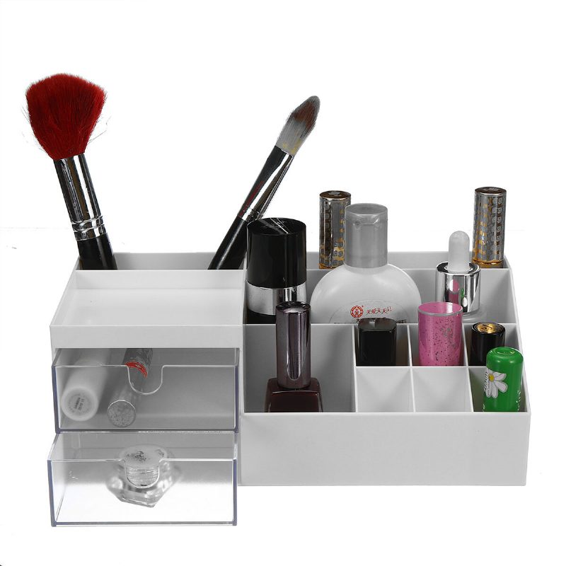 Kozmetická Úložná Krabička Stolný Organizér Na Make-up Puzdro So Zásuvkou Držiak Na Kefu Na Rúž Schránka Na Šperky Stolná Vitrína