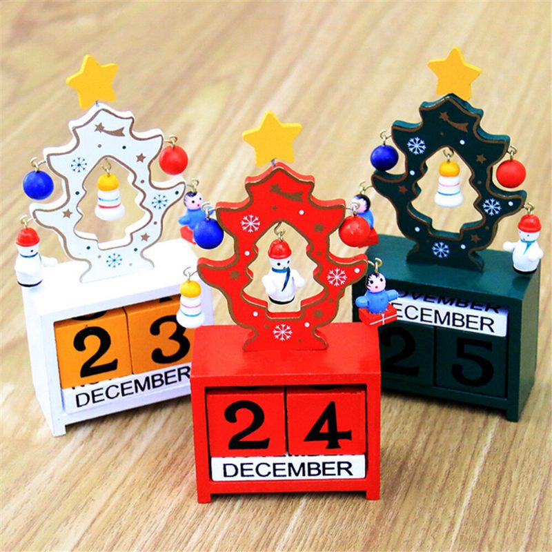 Mini Drevený Kalendár Dekorácie Dátum Veselé Vianoce Ornament Domáce Remeselné Kreatívne Darčeky Pre Deti