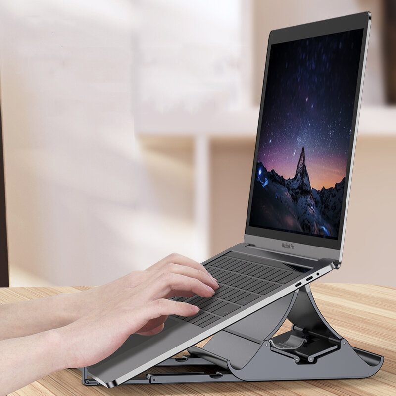 Nastaviteľný Stojan Na Notebook Vertikálna Gravitácia Ergonomický Stolný Úložný Priestor Pre Prenosný Mobilný Telefón Tablet