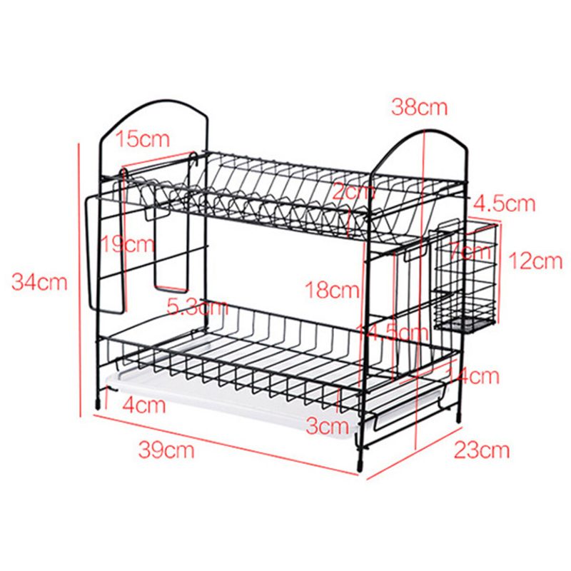 Stojan Na Odtok Riadu Rak Na Riad Kuchynský Úložný Rack Organizer Mentálna Žehlička Dizajn Jednoduchá Montáž 2 Vrstvy Do Kuchyne Domáca Kancelária