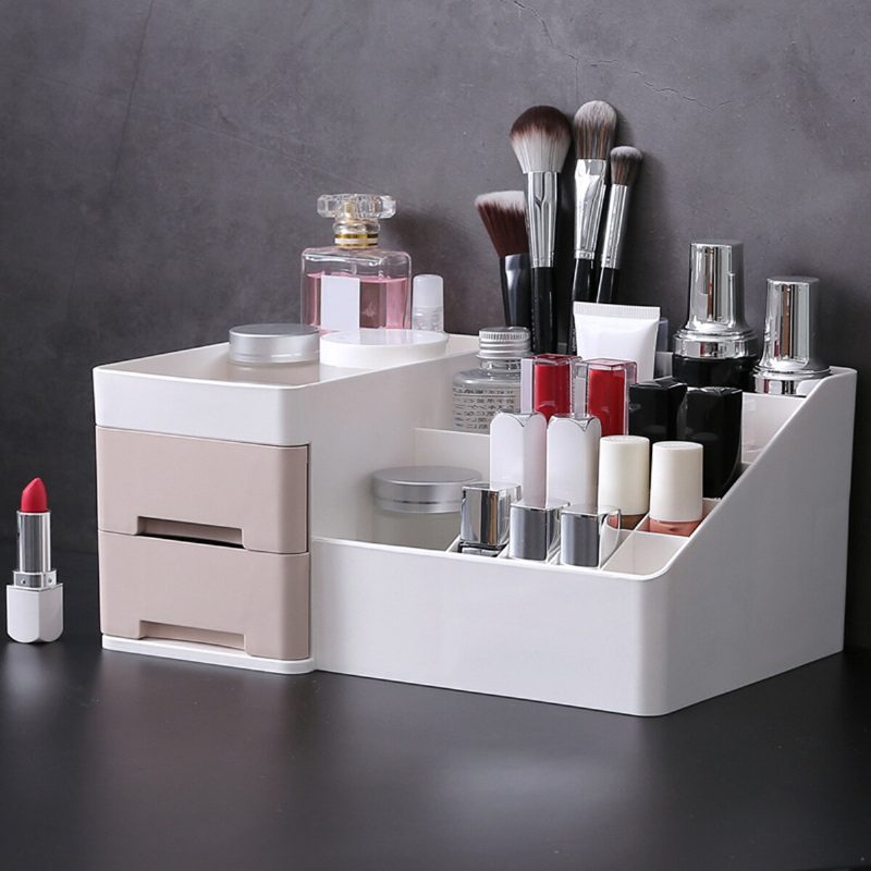 Úložná Škatuľka Na Kozmetiku Zásuvka Držiak Na Make-up Organizátor Stolný Toaletný Stolík Lak Na Nechty Na Rúž Šperkovnica