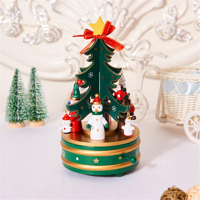 Vianočné Ozdoby Kreatívny Drevený Vianočný Stromček Deer Santa Claus Music Box Na Plochu