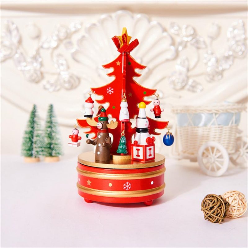 Vianočné Ozdoby Kreatívny Drevený Vianočný Stromček Deer Santa Claus Music Box Na Plochu