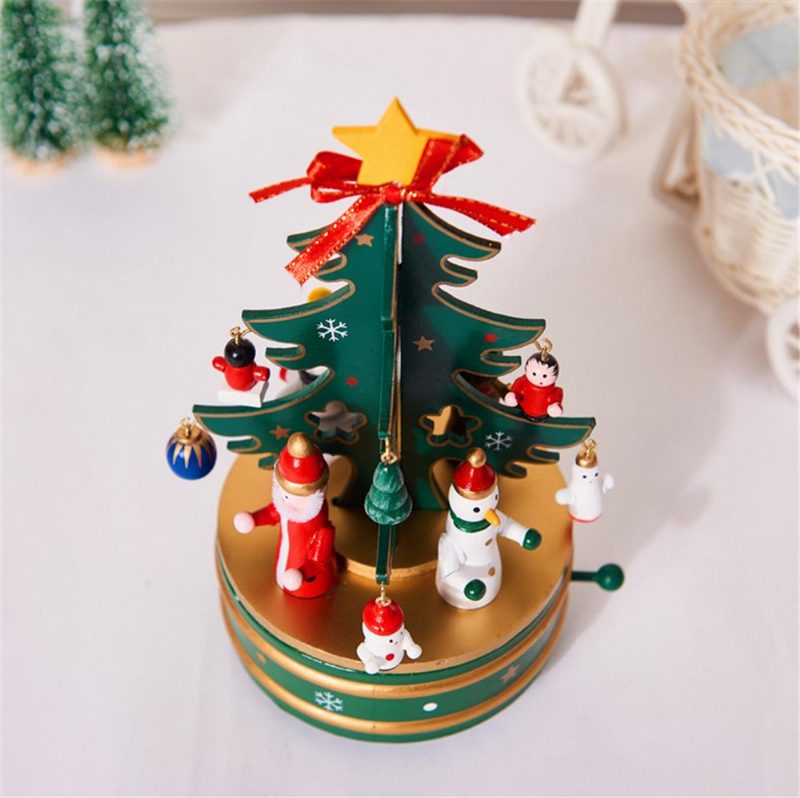 Vianočné Ozdoby Kreatívny Drevený Vianočný Stromček Deer Santa Claus Music Box Na Plochu