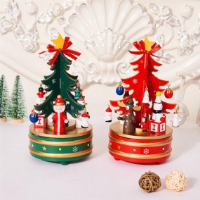 Vianočné Ozdoby Kreatívny Drevený Vianočný Stromček Deer Santa Claus Music Box Na Plochu