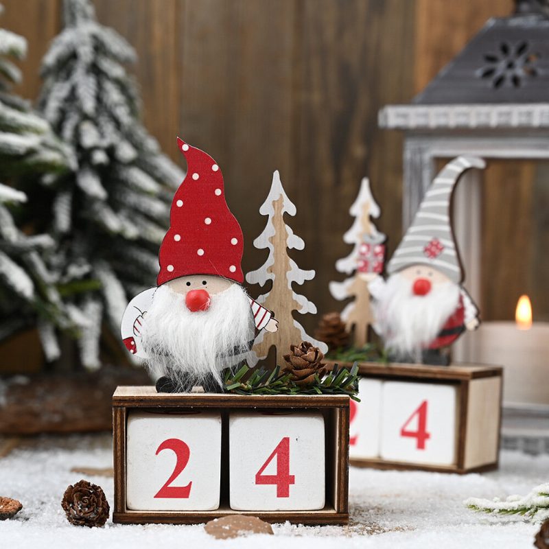 Vianočný Odpočítavací Kalendár Borovicová Šiška Santa Claus Drevená Ozdoba Dekor Do Domácej Kancelárie