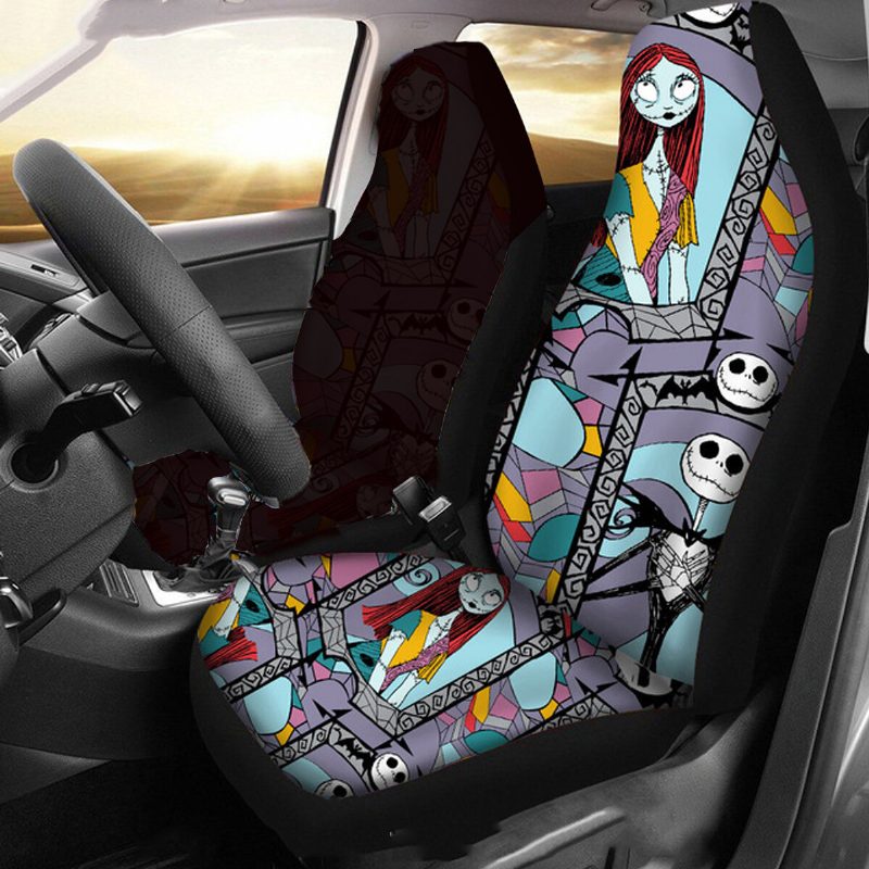 1/2ks Skull Printed Univerzálny Poťah Predného Sedadla Auto Cushion Protector Mat