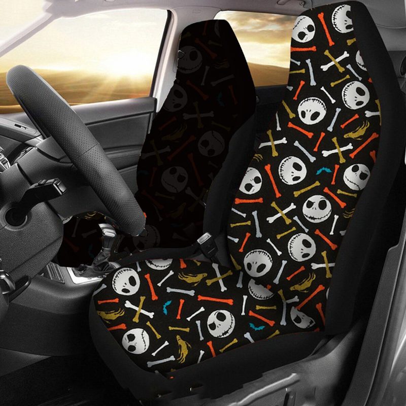 1/2ks Skull Printed Univerzálny Poťah Predného Sedadla Auto Cushion Protector Mat