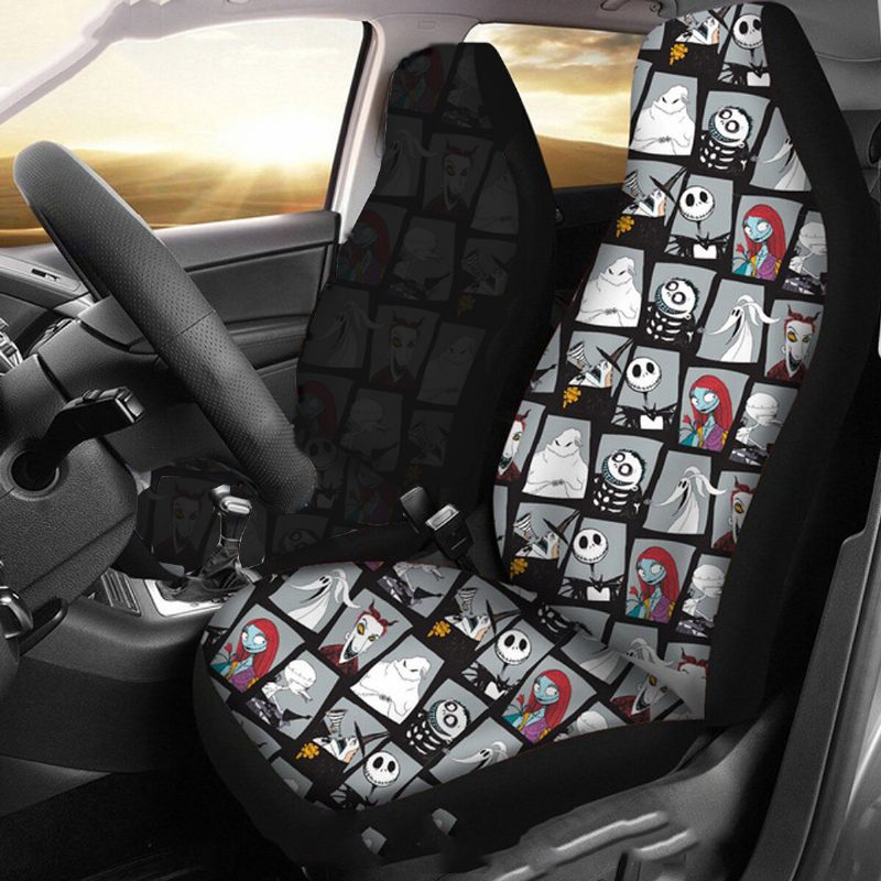 1/2ks Skull Printed Univerzálny Poťah Predného Sedadla Auto Cushion Protector Mat