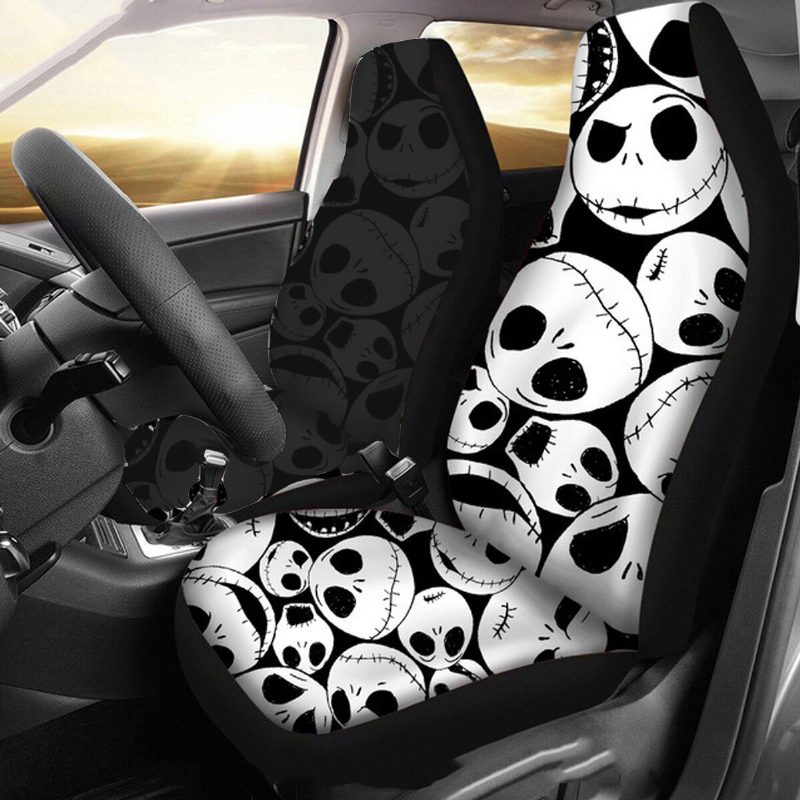 1/2ks Skull Printed Univerzálny Poťah Predného Sedadla Auto Cushion Protector Mat