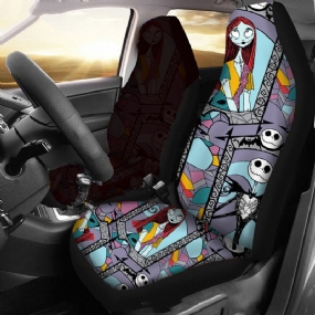 1/2ks Skull Printed Univerzálny Poťah Predného Sedadla Auto Cushion Protector Mat