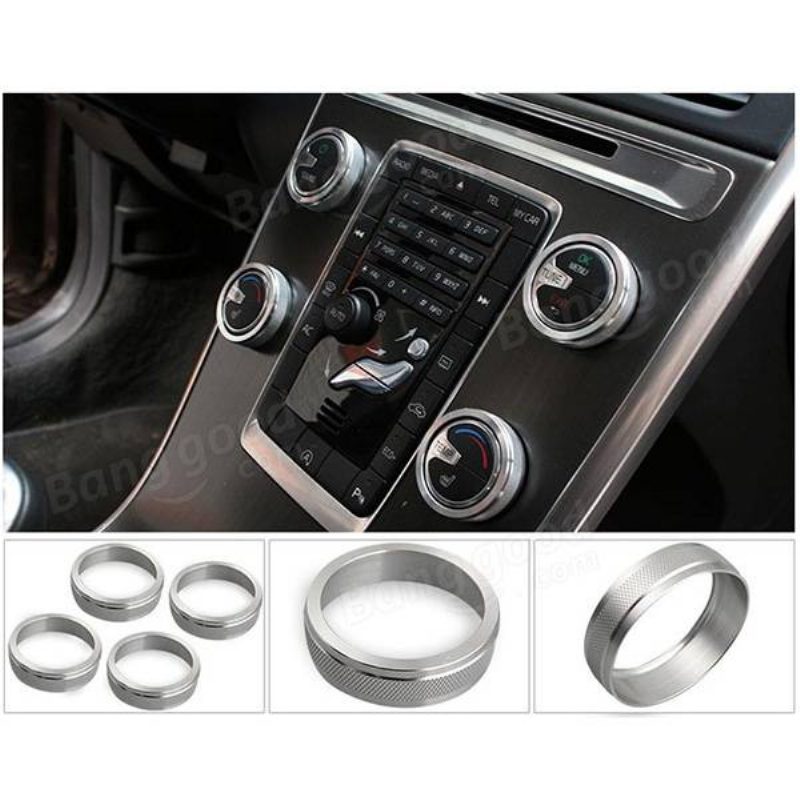 1ks Car Alu Dekoratívne Kryty Stereo A/c Gomb Circles Ring Pre Volvo S60 V60 Xc60 S60l S80 V40