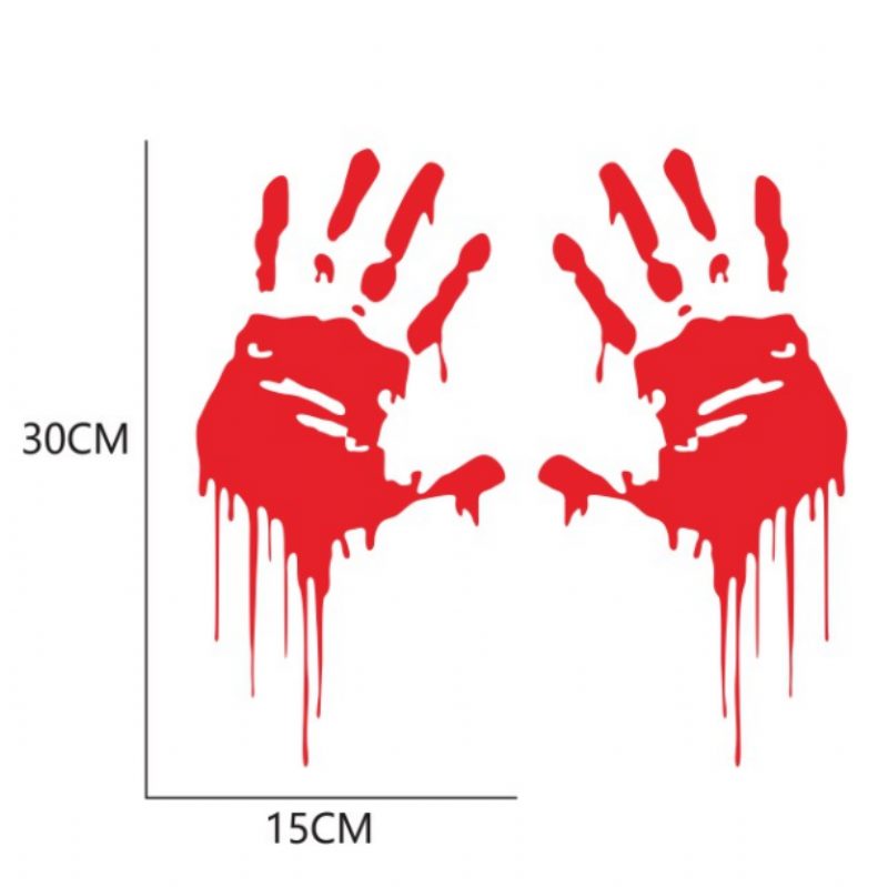 2 Ks Nálepky Krvavé Kvapkajúce Ruky Na Nárazník Auta Vtipná Téma Halloween Kreatívne Krvácajúce Dekorácia