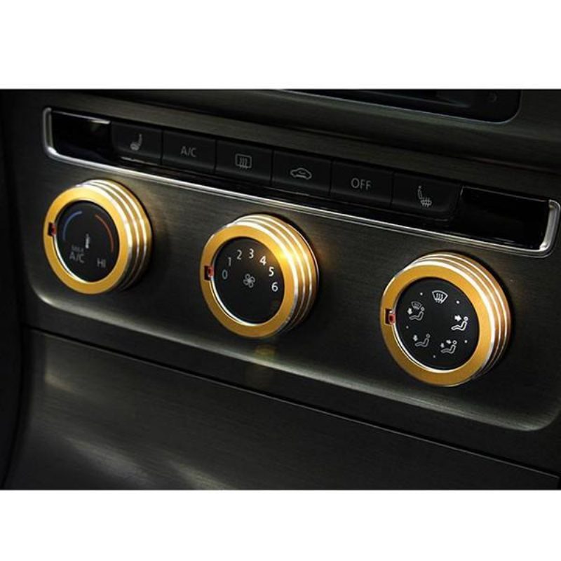 3ks/sada Cars Alu Decoration Stereo Krúžok Na Gombíky Na Gombík Klimatizácie Pre Golf 7