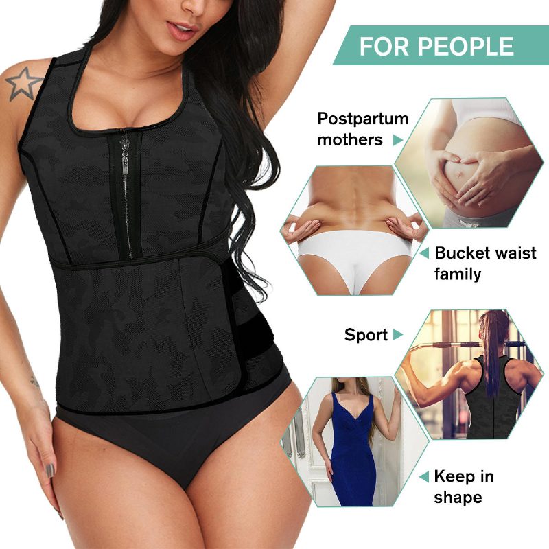 Dámske Potné Sauny Body Shaper Pánska Vesta Termo Neoprénový Trenažér Zoštíhľujúci Pás Tepláky Čierna