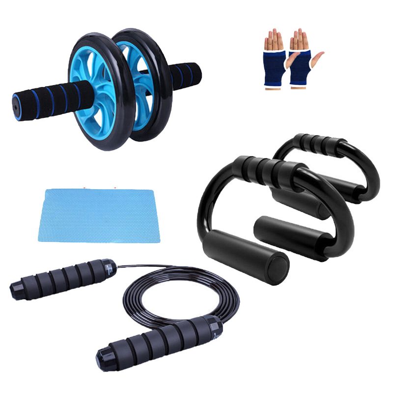 Home Silový Tréning Fitness Set Koleso Na Brucho Roller Push Up Stojan Rukavice Skákacie Lano