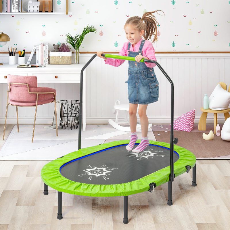 Us Directbominfit Double Mini Trampolína S Nastaviteľnými Madlami Bezpečnostný Kryt Rodič-dieťa Skákanie Na Trampolínu Deti Dospelý Domáca Záhrada Náradie Na Cvičenie