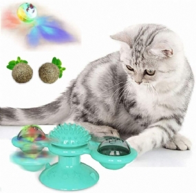 Mačka Funny Toy Multifunkčná Veterný Mlyn Gramofón Masáž Šteklenie Hračka Kefa Na Vlasy Pet Interaktívna Hra So Svetelnou Loptičkou