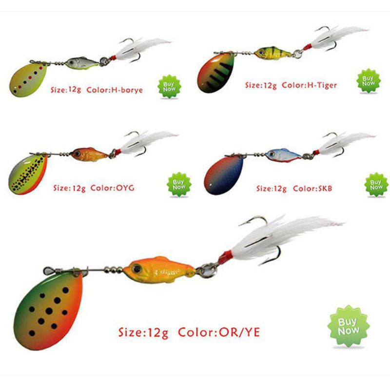 Originál Abu Garcia H-borye 7g 12g Lyžica Fishing Lure Spinner Návnada S Trojháčikom A Pierkom