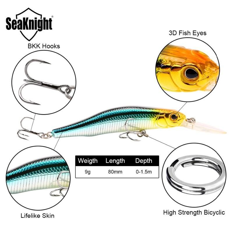 Seaknight Sk022 1ks 9g 80mm 0-1.5m Hĺbka Minnow Rybárska Návnada Bkk Háčiky Rybárske Tvrdé Návnady