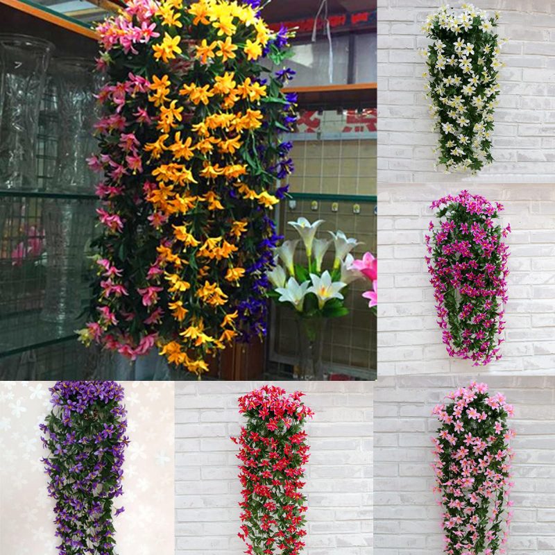 1 Zväzok Umelých Kvetov Ľalie Hodvábnych Viniča Domáce Závesné Svadobné Dekorácie